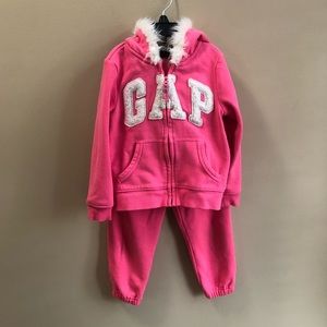 Baby/Toddler Girls Hot Pink and Faux Fur Sweatsuit